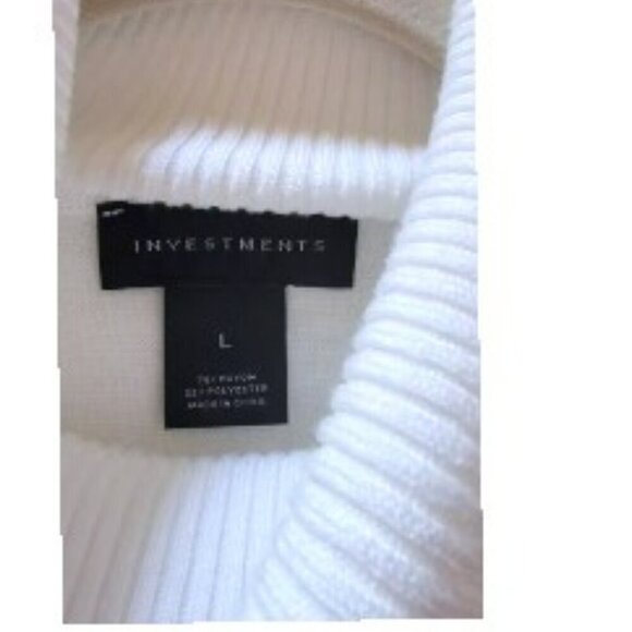 Investments Long Sleeve Turtleneck White Sweater with Decorative Buttons Size L - Picture 3 of 4
